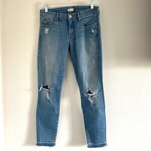 Mother Undone Hem Looker Crop Distressed Denim Jeans Womens size 28